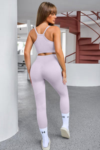 Thumbnail for Tank Cropped Active Top and Pants Set - 3 PCS. - T - 5 COLORS -