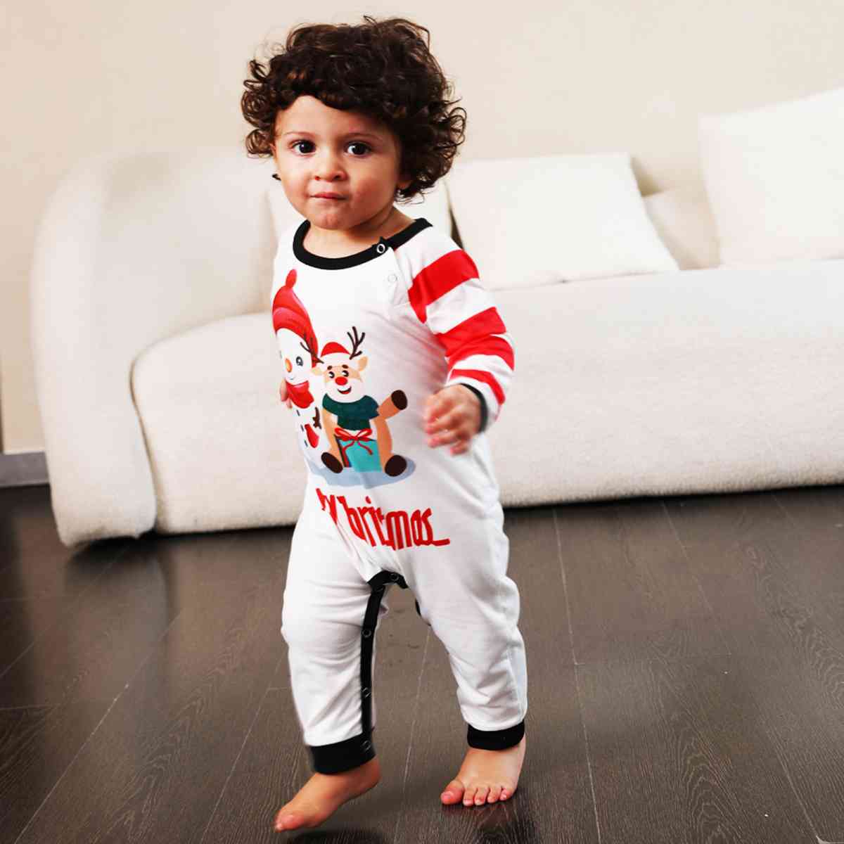 BABY MERRY CHRISTMAS Graphic Round Neck Jumpsuit - T -