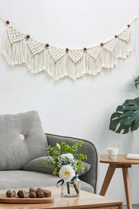 Thumbnail for Bead Trim Macrame Fringe Wall Hanging 43.3