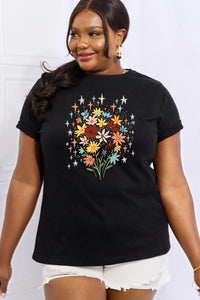 Thumbnail for Simply Love Full Size Floral Graphic Cotton Tee - T - 2 COLORS -