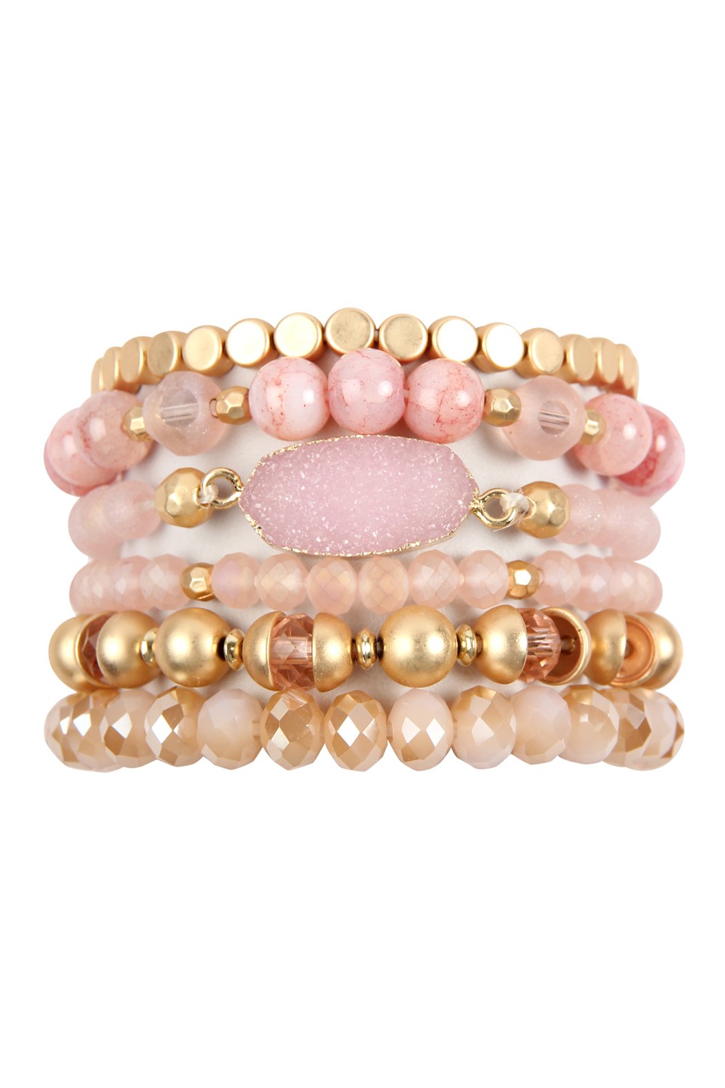 Riah Fashion - Multi Line Druzy Stone Charm Bracelet - 6 COLORS -