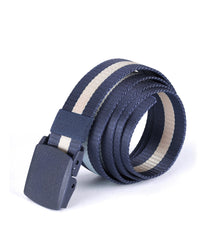 Thumbnail for Mens One Size Adjustable Strap Stripe Nylon Web Belt With Plastic Buckle  - 6 COLORS -