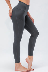 Thumbnail for Breathable Wide Waistband Active Leggings with Pockets - T - 2 COLORS -