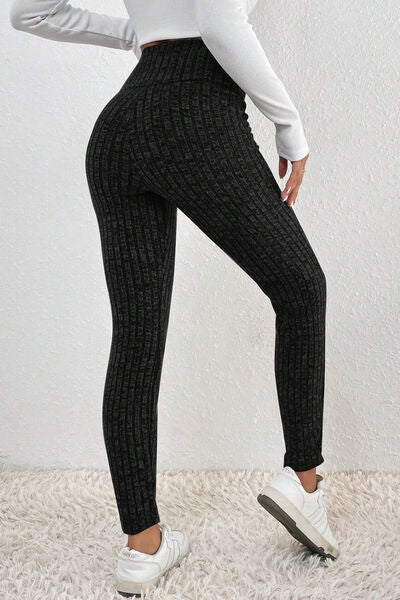 Ribbed High Waist Leggings - T - 2 COLORS -