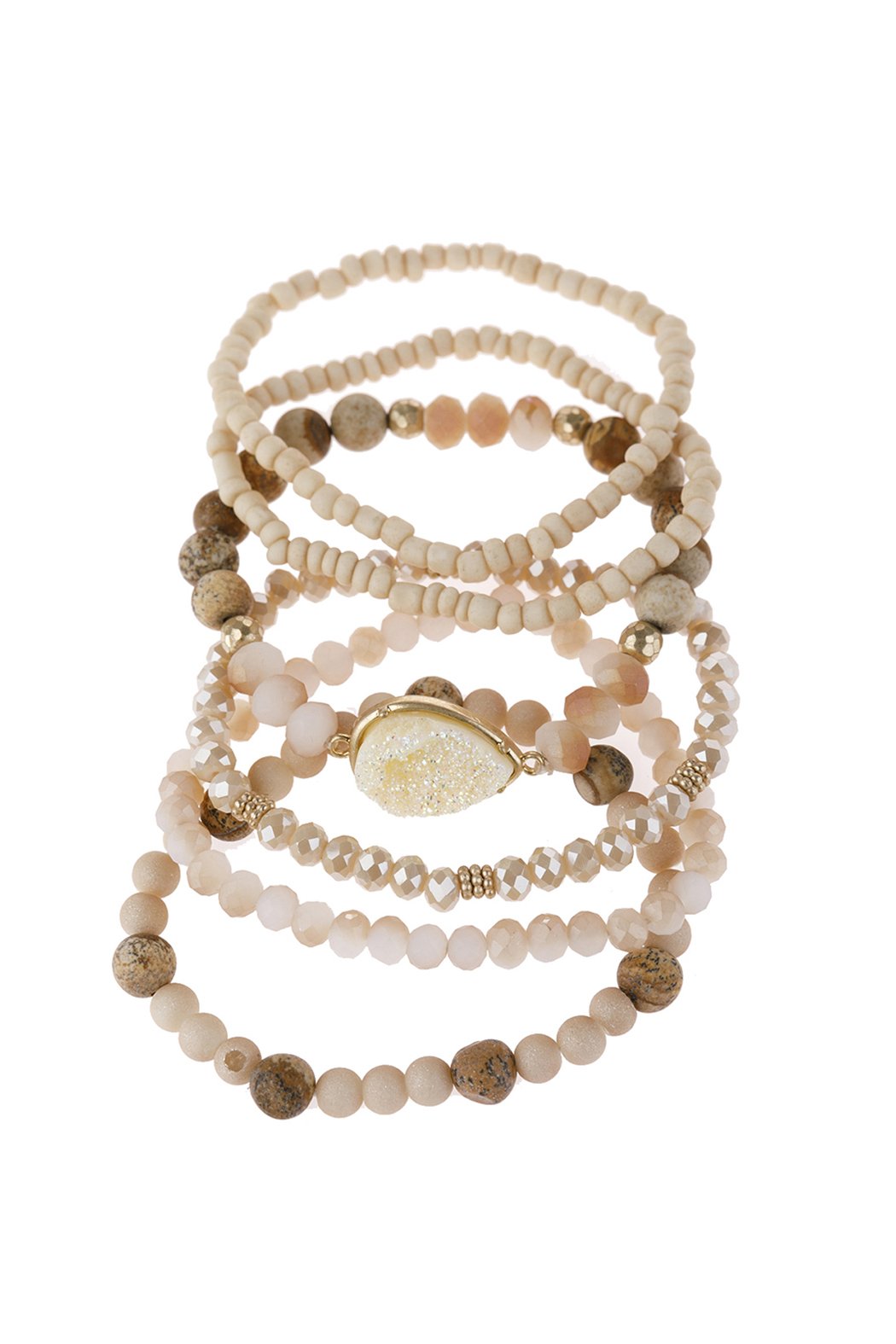 Teardrop Druzy Mixed Beads Bracelet - 8 COLORS -