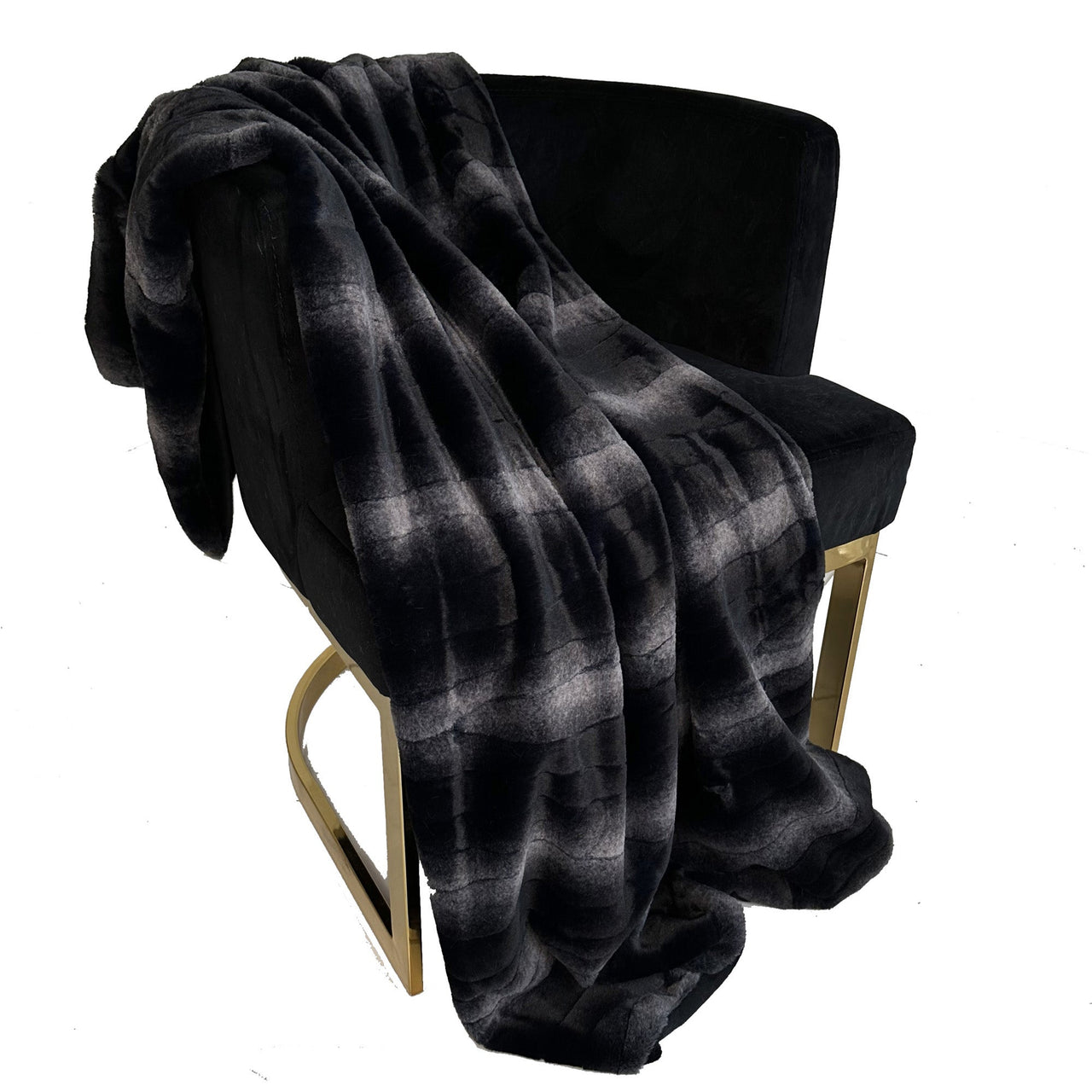 Plutus Black Graphite Furever Faux Fur Luxury Throw Blanket - 14 SIZES -