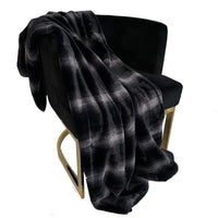 Thumbnail for Plutus Black Graphite Furever Faux Fur Luxury Throw Blanket - 14 SIZES -