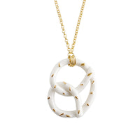 Thumbnail for Golden Salted Porcelain Pretzel Pendant Necklace -