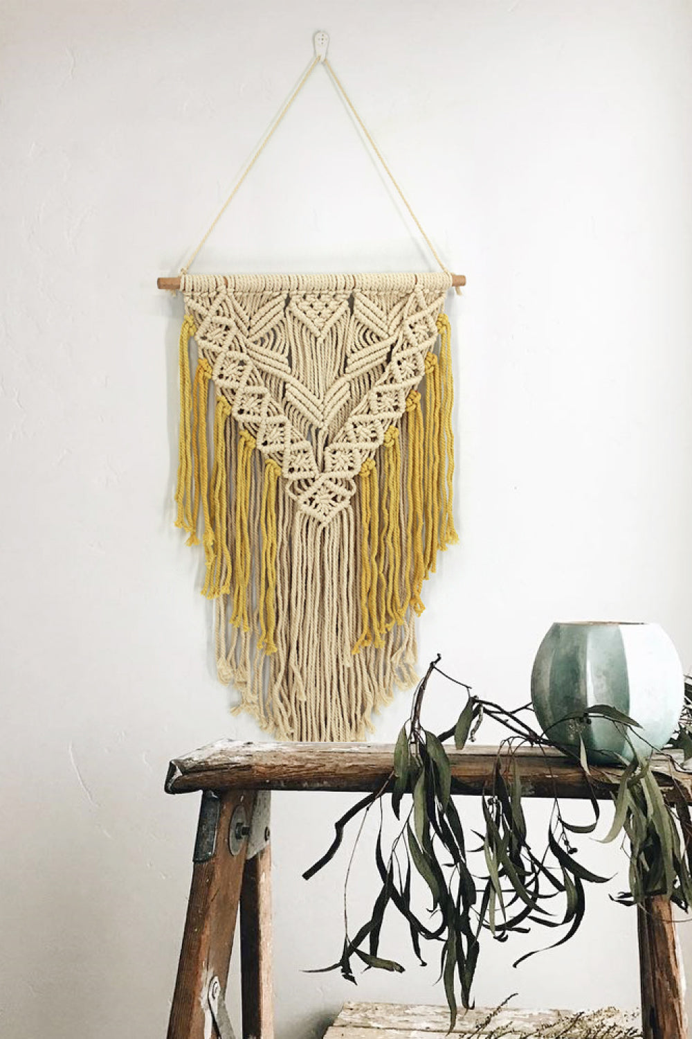 Contrast Fringe Macrame Wall Hanging - 39.4" X 17.7" - T - 1 COLOR -