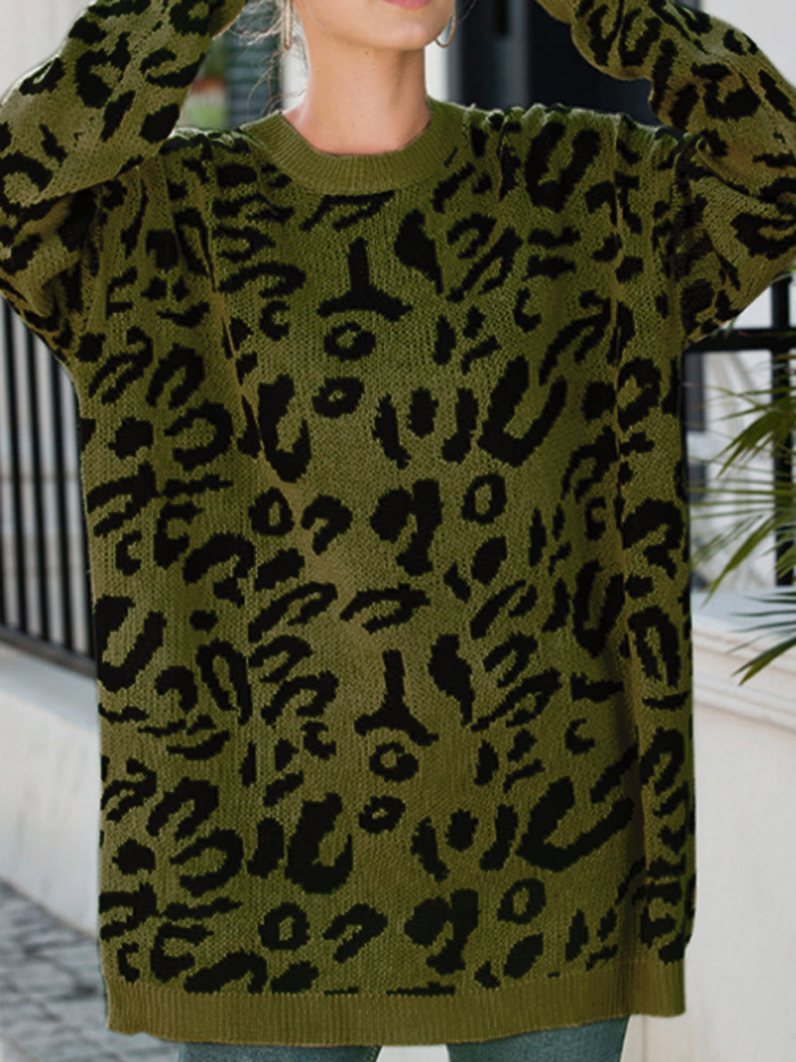 Leopard Round Neck Tunic Sweater - T - 3 COLORS -