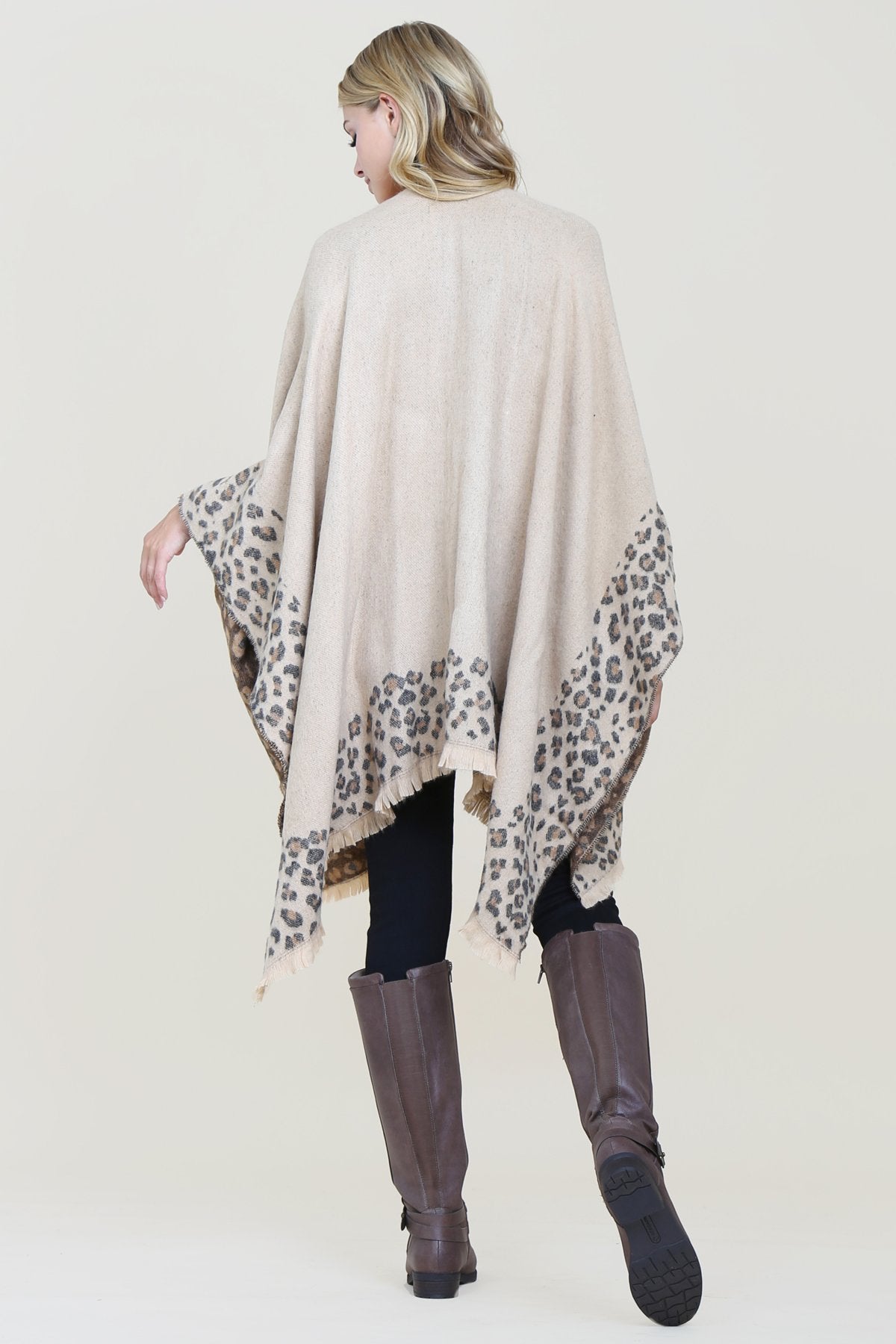 Riah Fashion - Brown Leopard Print Shawl Cardigan - 1 COLOR -