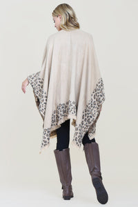 Thumbnail for Riah Fashion - Brown Leopard Print Shawl Cardigan - 1 COLOR -