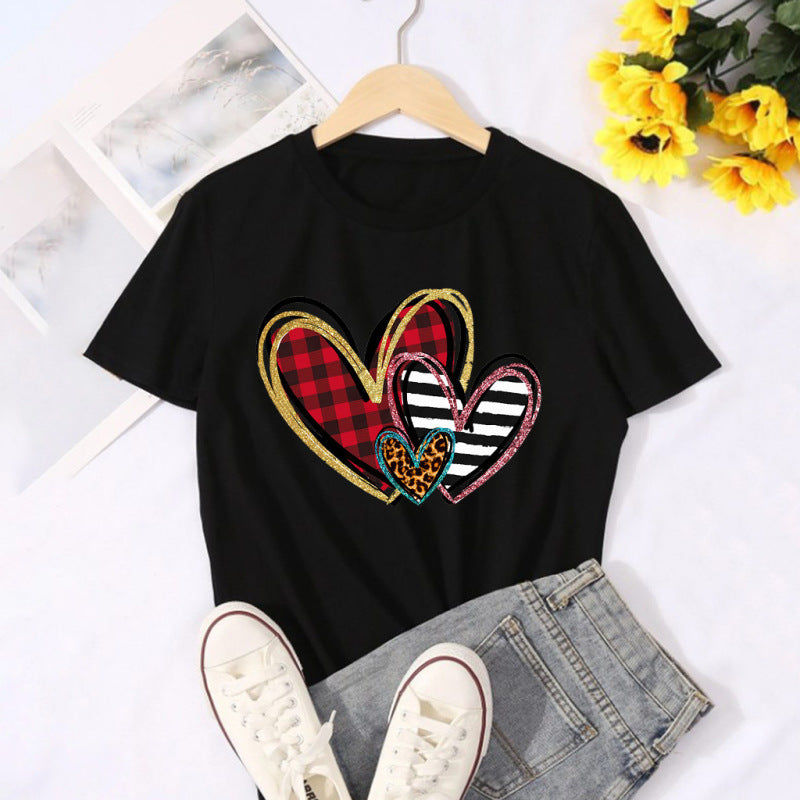 Women's Graphic Print Short Sleeve T-shirt - K - 3 COLORS -