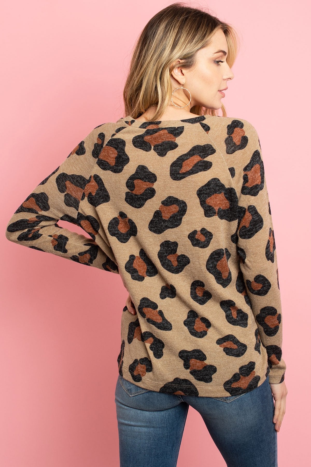 Riah Fashion - Mirr Hair Leopard Print Long Sleeved Top - 4 COLORS -