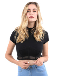 Thumbnail for Savoy - Gregory Short Sleeve Ribbed Crop Top - 1 COLOR -