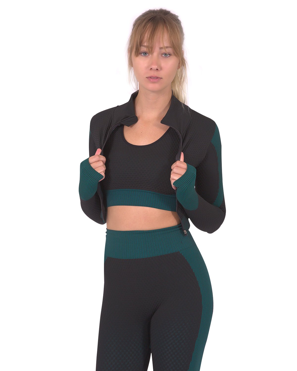 Savoy - Trois Seamless Sports Jacket - Black With Teal Blue - 1 COLOR -