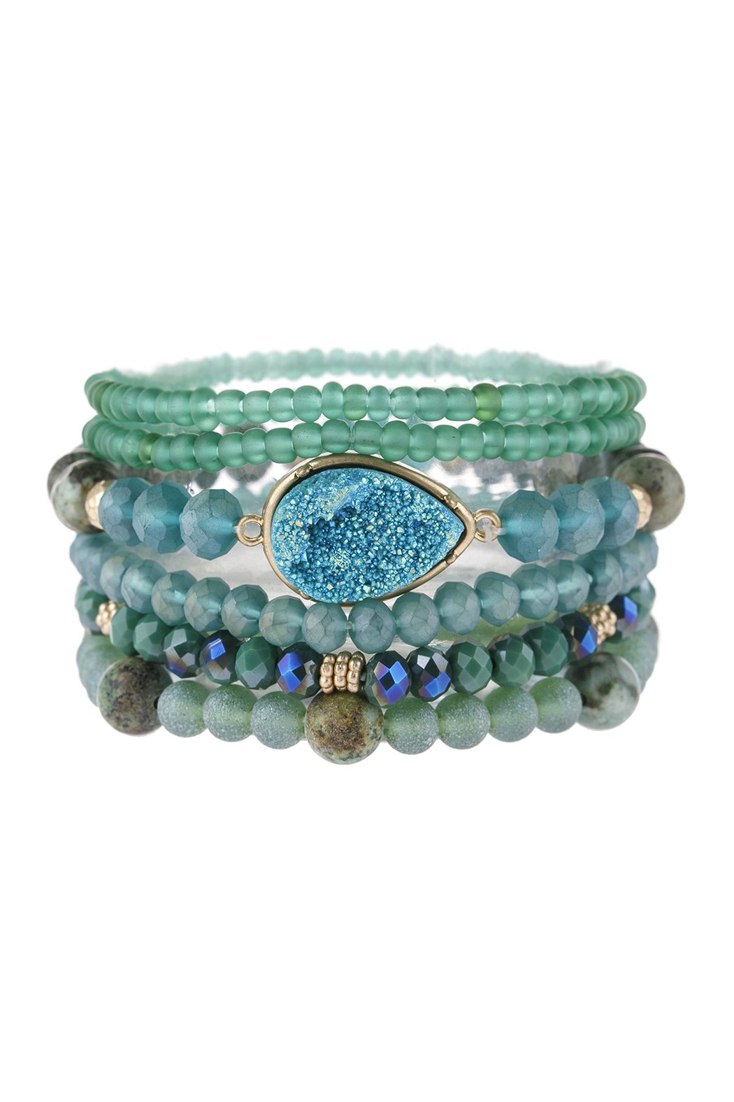 Teardrop Druzy Mixed Beads Bracelet - 8 COLORS -