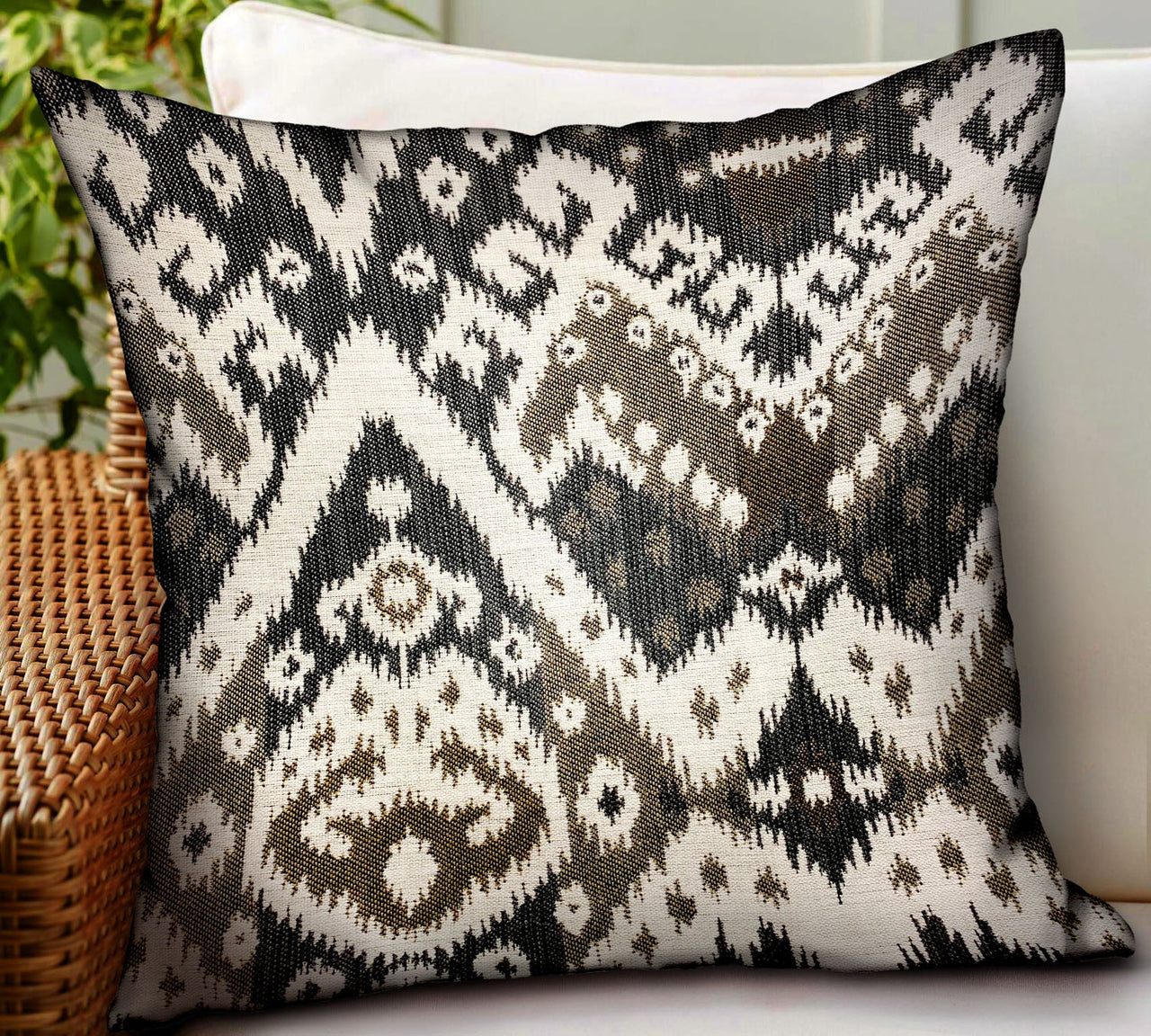 Amare Dream Brown Ikat Luxury Outdoor/Indoor Throw Pillow - 6 SIZES -