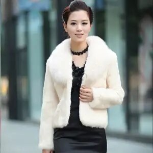 Sharon Tatem - Women Furry Short Faux Fox Fur Collar Jacket Overcoat - 7 COLORS -