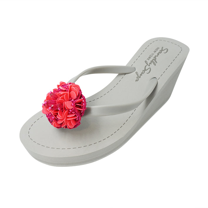 SAND BY SAYA N.Y. - Pink Noho Flower- Women's High Wedge - 3 COLORS -