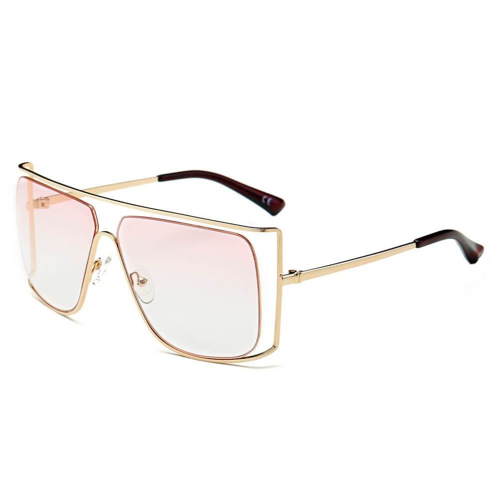 Hamel | CA01 - Women's Trendy Oversize Flat Top Metal Frame Sunglasses - 5 COLORS -