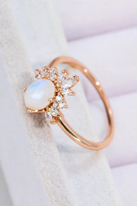 Thumbnail for 18K Rose Gold-Plated Natural Moonstone Ring - T - SIZES 6 THRU 9 - 1 FINISH -