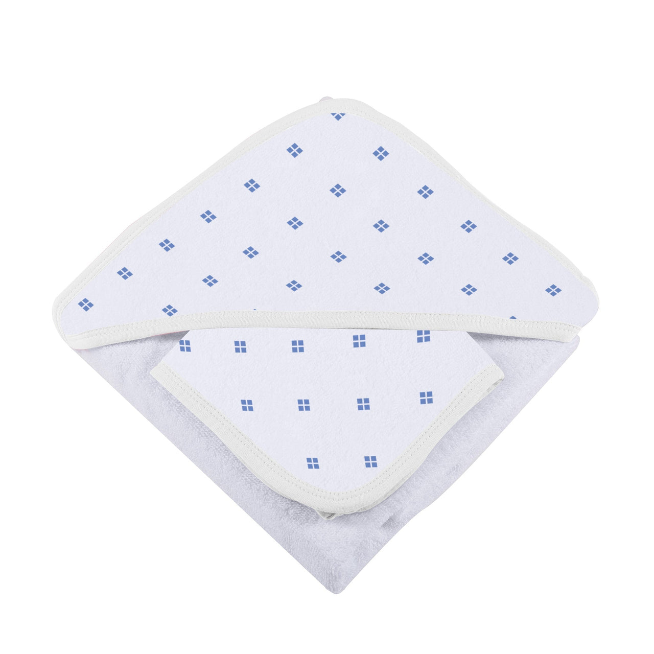 Newcastle - Periwinkle Diamond Polka Dot Bamboo Hooded Towel and Washcloth Set - 1 COLOR -