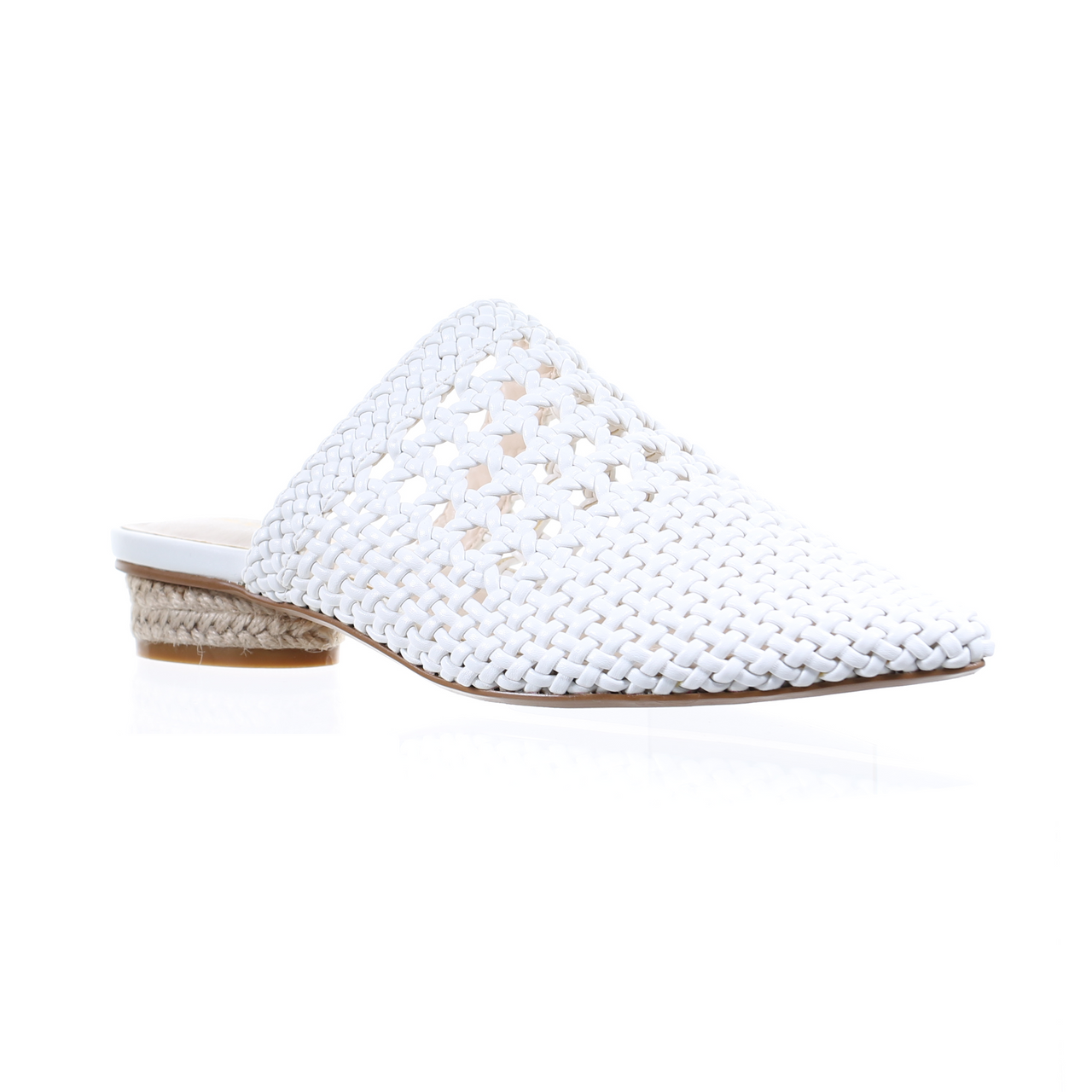 Mesh Leather Pointed Toe Slipper (White)