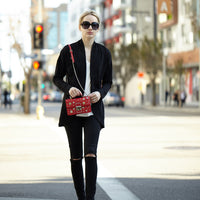 Thumbnail for The Hollywood Studded Leather Crossbody Bag Red -