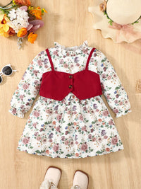 Thumbnail for Floral Print Frill Trim Flounce Sleeve Dress - T - 1 COLOR -