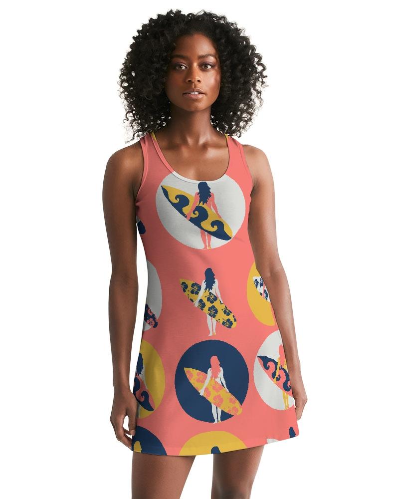 FYC - Women's Surfer Girl Casual and Fun Racerback Dress - Beach or Everyday - 1 COLOR / PATTERN -