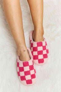 Thumbnail for Melody Checkered Print Plush Slide Slippers - LIMITED SIZES LEFT - T - 4 COLORS -