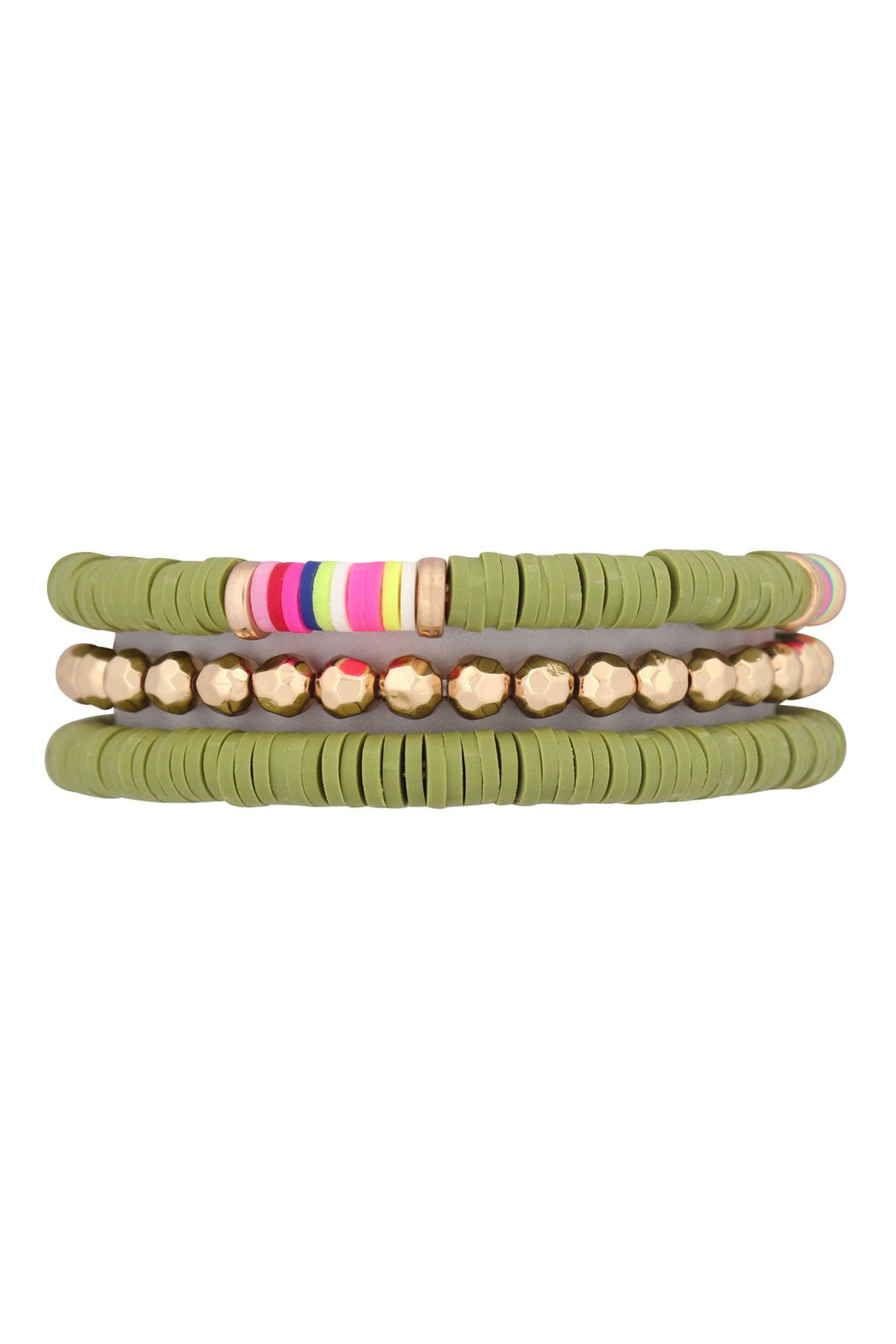 Fimo Metal Multi Elastic Bracelet - 7 COLORS -