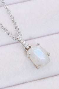 Thumbnail for Natural Moonstone 4-Prong Pendant Necklace - T - 2 FINISHES -