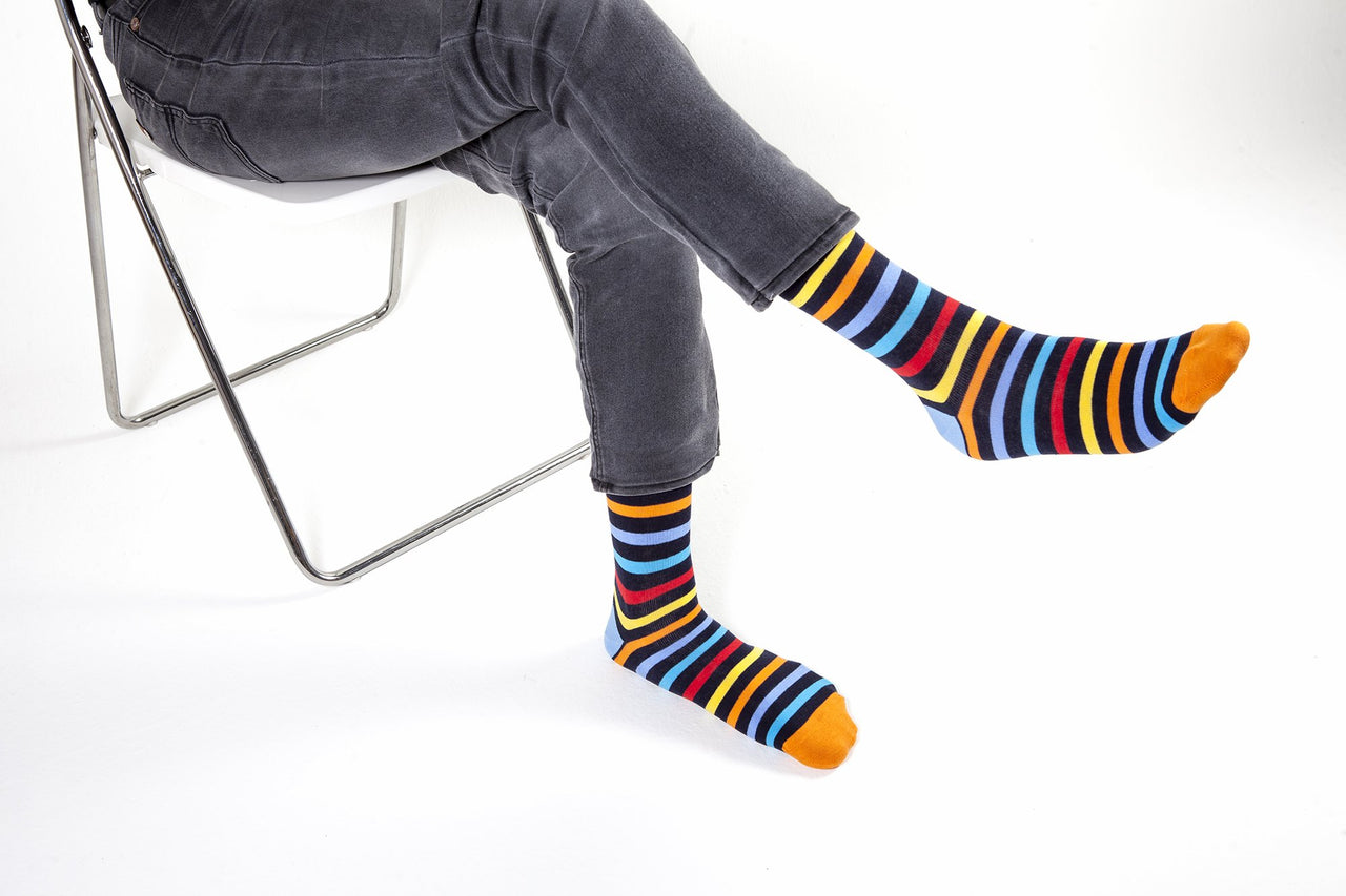 Men's Black Rainbow Stripe Socks - 1 COLOR -