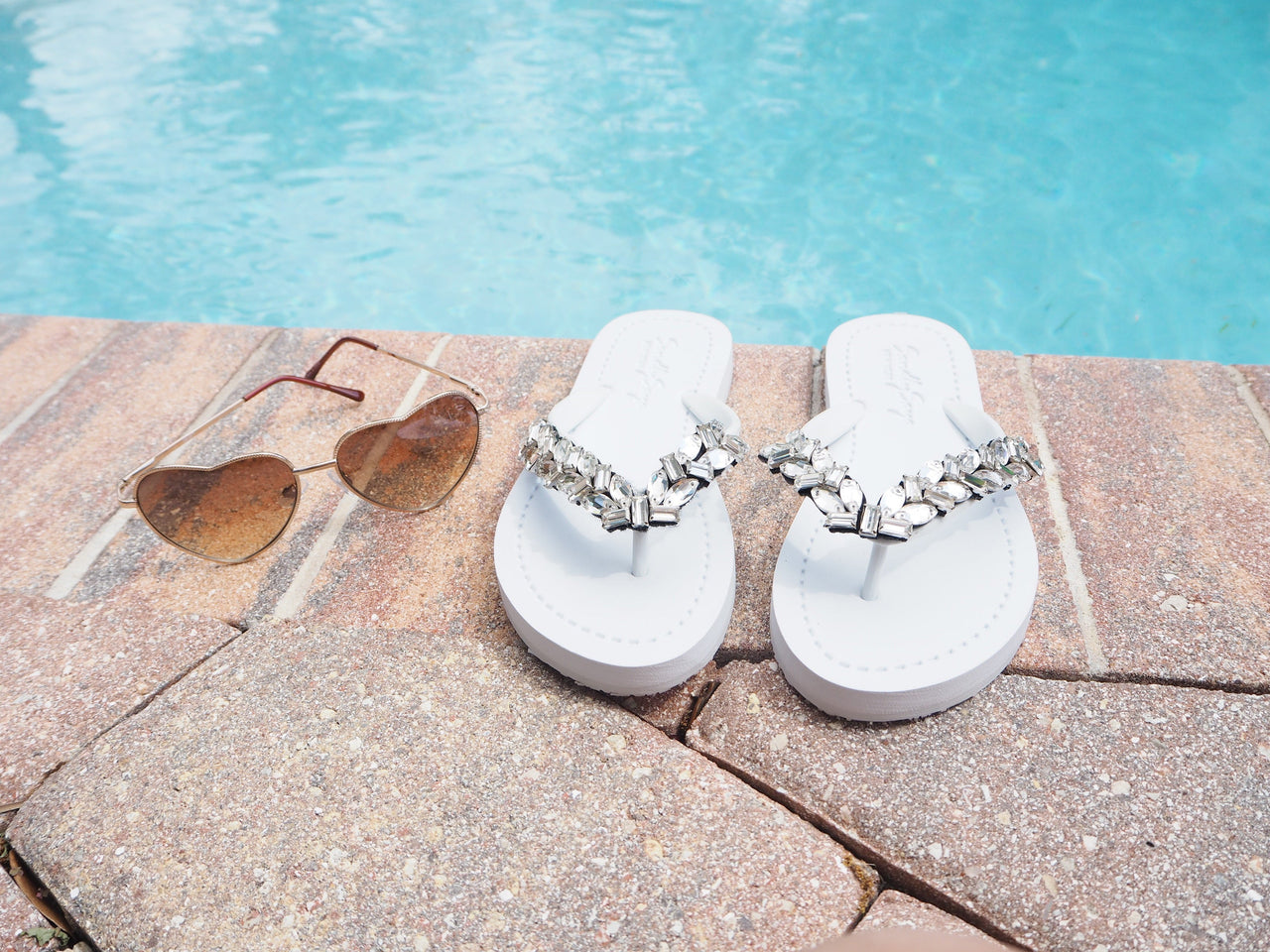 SAND BY SAYA N.Y. - Greenwich - Rhinestone Flat Flip Flops Sandals - 4 COLORS -