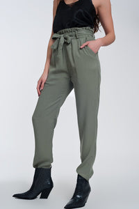 Thumbnail for Q2 - Pants With Tie Waist in Green - 1 COLOR -