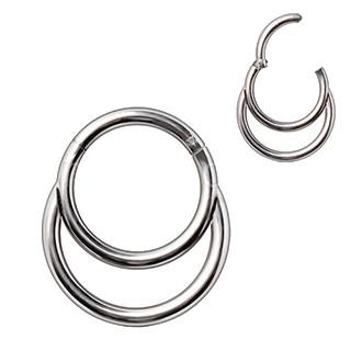 316L Stainless Steel Double Ring Seamless Clicker Ring / Septum Jewelry -