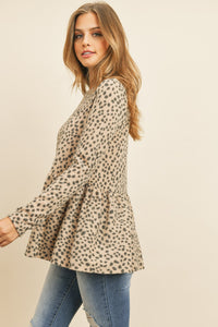 Thumbnail for Riah Fashion - Animal Print Long Sleeve Cinch Waist Top - 3 COLORS -