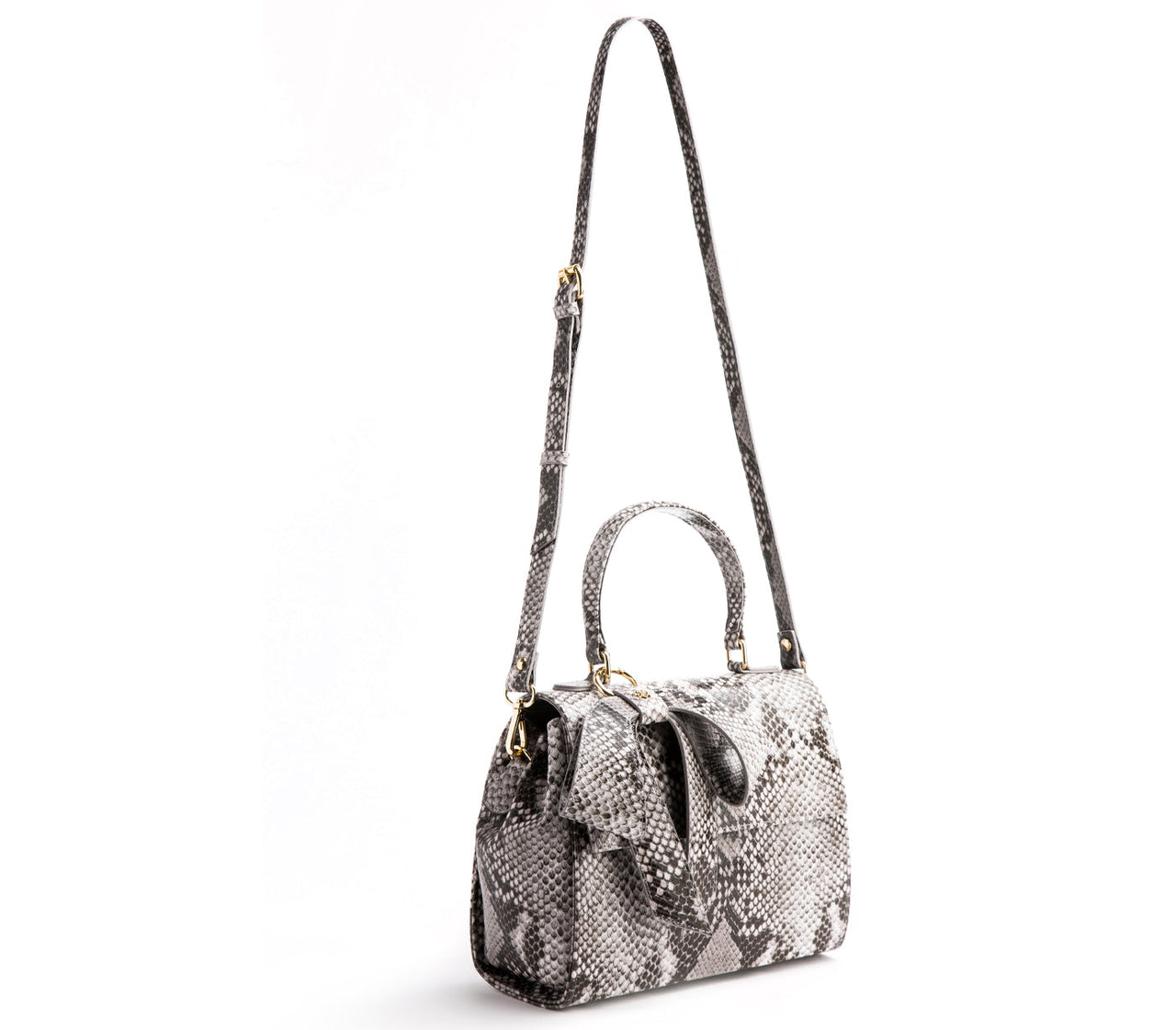 GUNAS NEW YORK - Cottontail - Black & White Snake Texture Vegan Leather Bag - 1 COLOR -