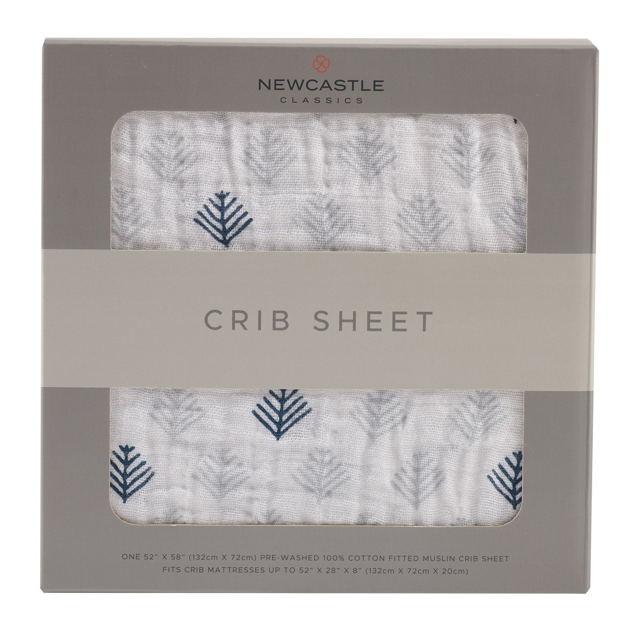 Newcastle - Glacier Branch Cotton Muslin Crib Sheet -