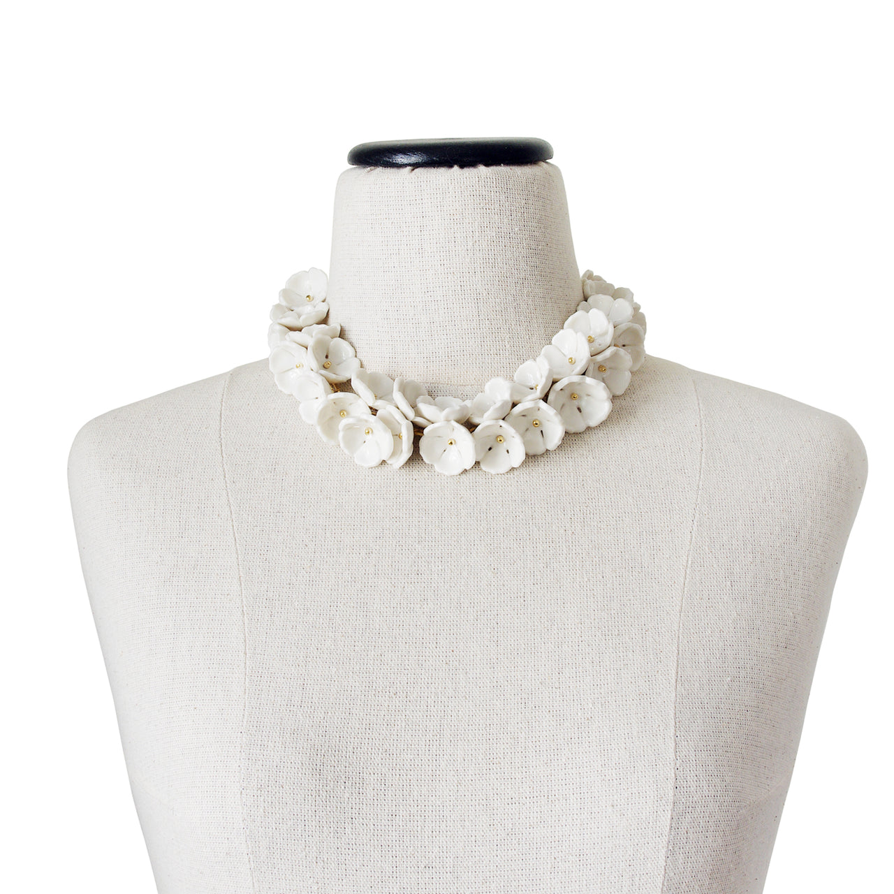 Porcelain Plum Blossom Cluster Necklace -