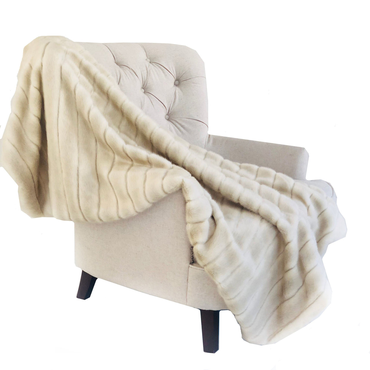 Fancy Mink Faux Fur Ivory Luxury Throw - 14 SIZES -