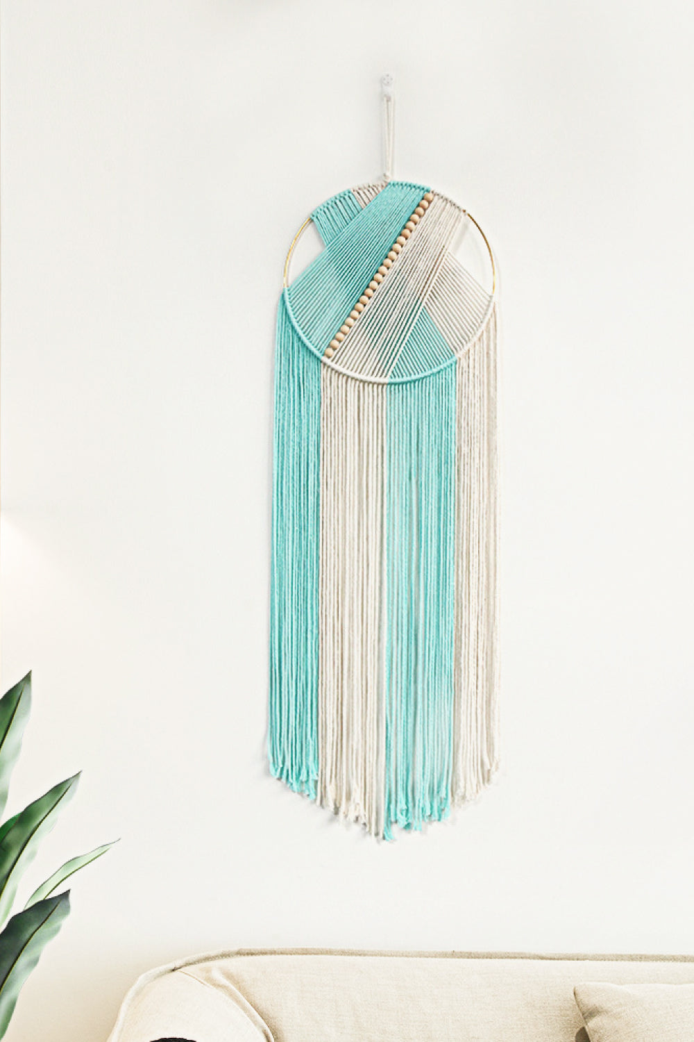 Contrast Macrame Hoop Wall Hanging - 39.4" X 12.2" - T - 3 COLORS -