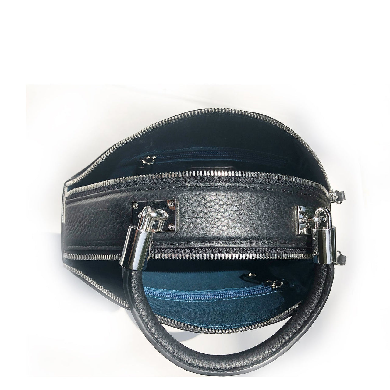 Kiss Circle Shape Leather Crossbody Bag Black -