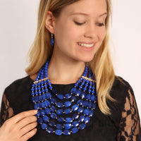 Thumbnail for Riah Fashion - Beaded Statement Necklace & Matching Earring Set - 9 COLORS -