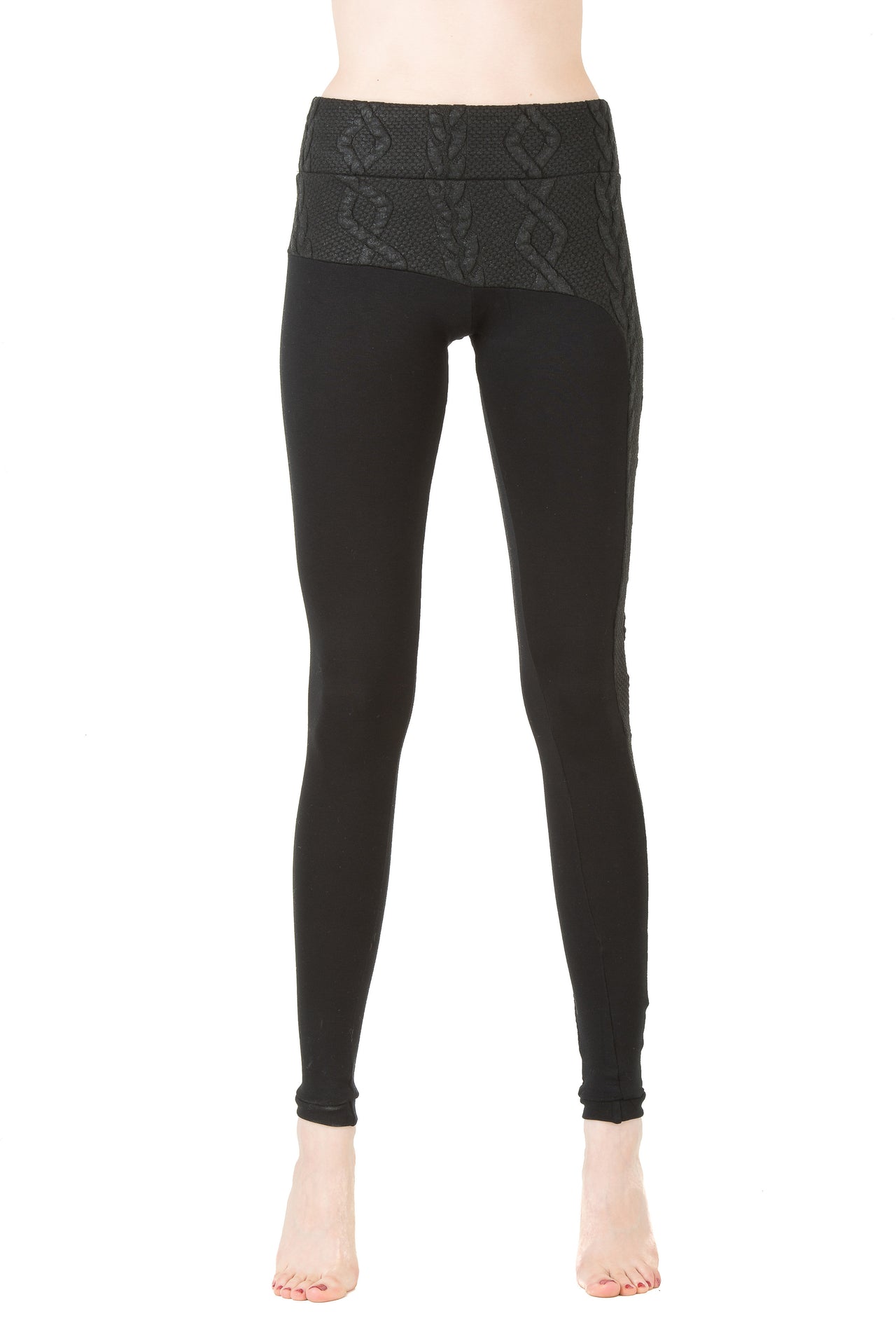 EON Paris - Asymmetrical Leggings - Black w/ textured Black outer - 1 COLOR -