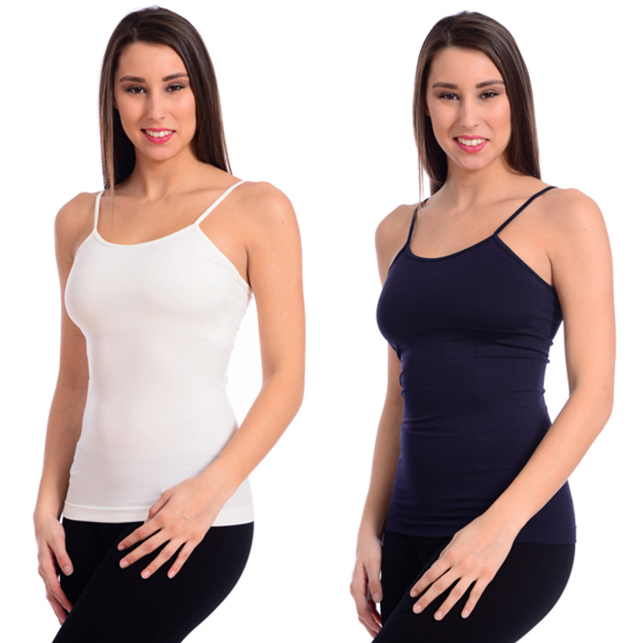 Seamless Camisoles 2 Pack Navy and Ivory -