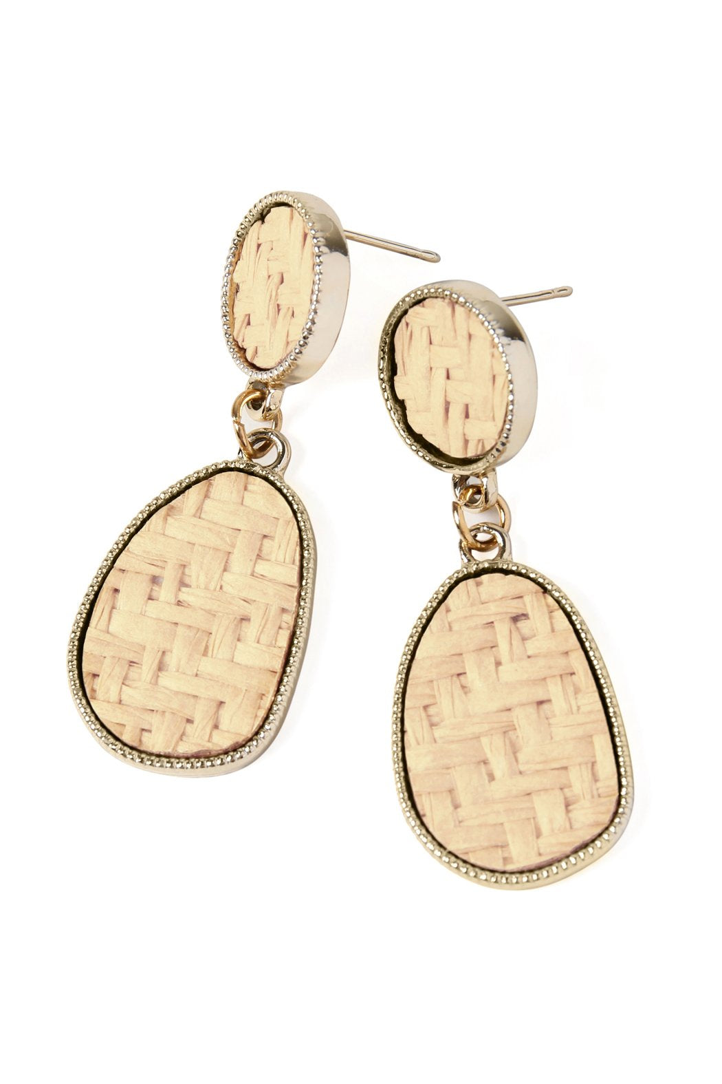 Woven Straw Dangle Drop Earrings - 3 COLORS -