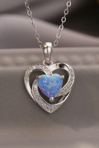 Thumbnail for Opal Heart Pendant Necklace - T - 2 COLORS -